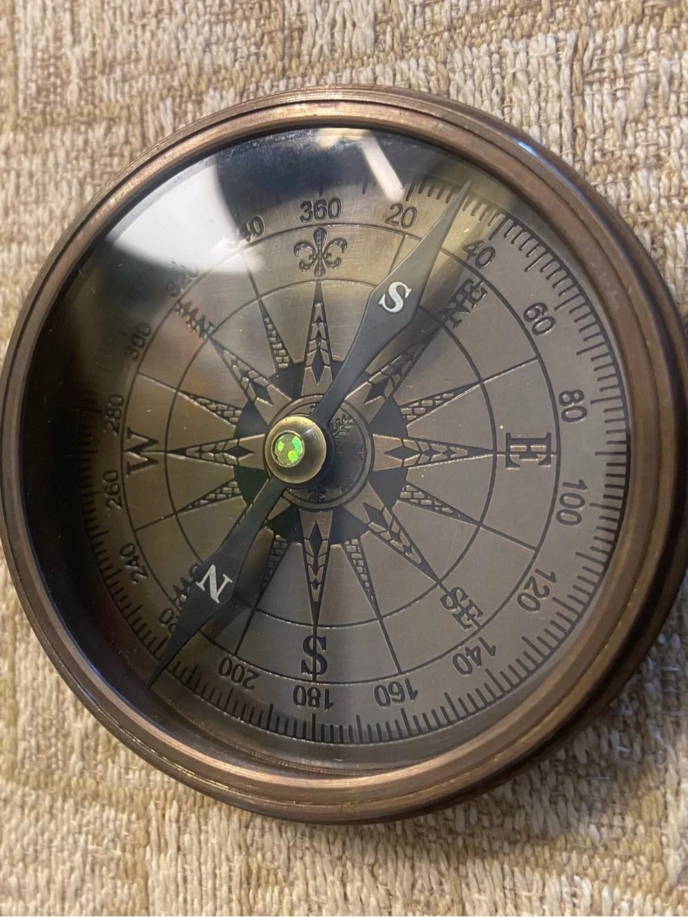 Nautical Instruments Men's Brass Compass and Leather Pouch - Santa